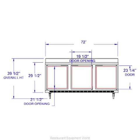 Beverage Air WTR72AY Refrigerated Counter, Work Top