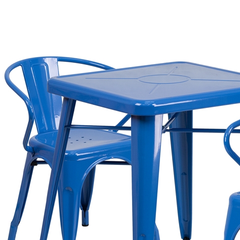 23.75SQ Blue Metal Table Set