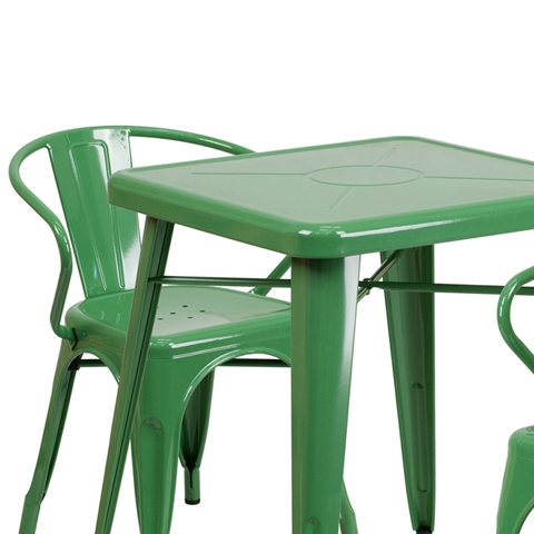 23.75SQ Green Metal Table Set