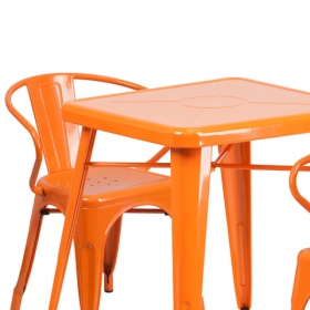 23.75SQ Orange Metal Table Set