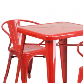 23.75SQ Red Metal Table Set