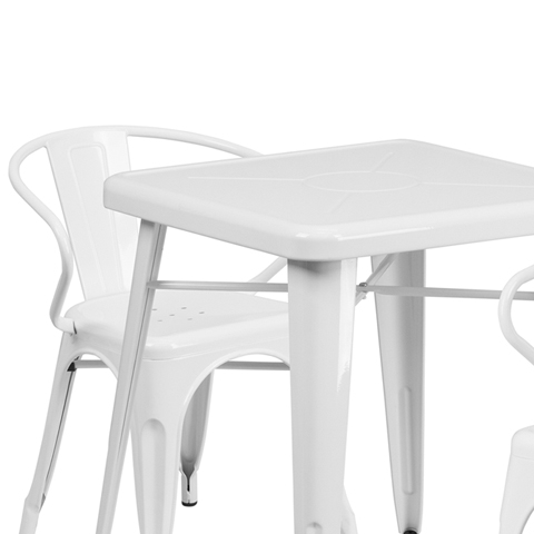 23.75SQ White Metal Table Set