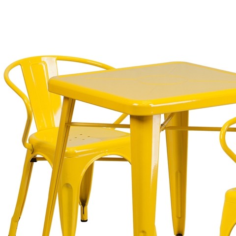 23.75SQ Yellow Metal Table Set