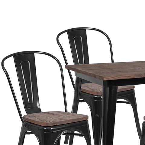 31.5SQ Black Metal Table Set