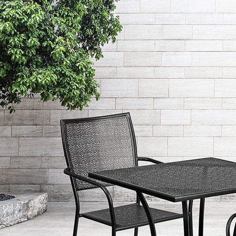 28SQ Black Patio Table Set