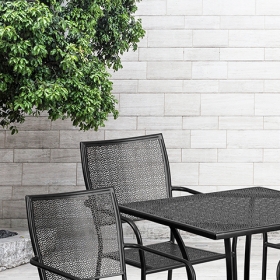 28SQ Black Patio Table Set