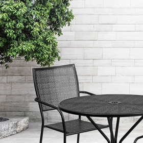 35.25RD Black Patio Table Set