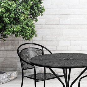 35.25RD Black Patio Table Set