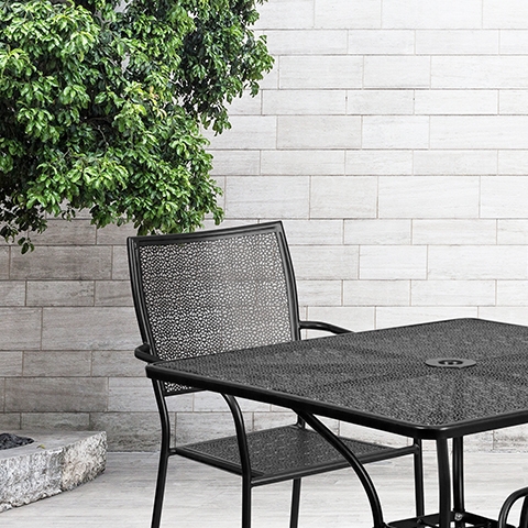 35.5SQ Black Patio Table Set