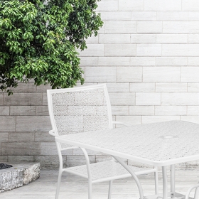 35.5SQ White Patio Table Set