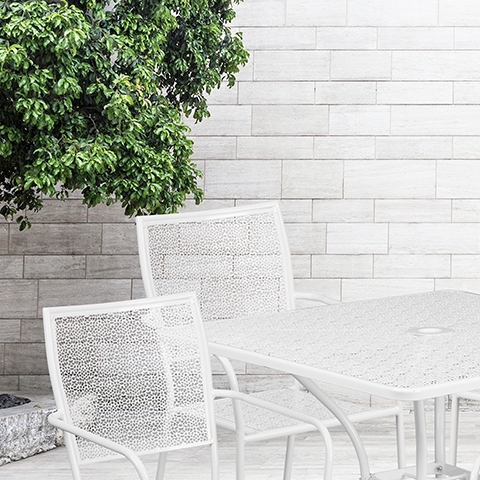 35.5SQ White Patio Table Set