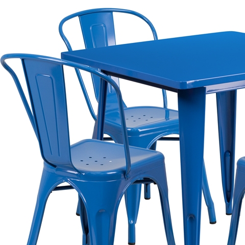 31.5SQ Blue Metal Table Set