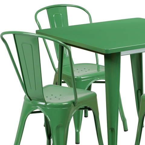 31.5SQ Green Metal Table Set