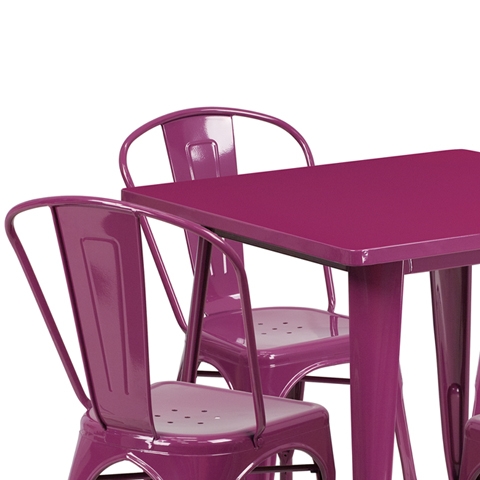 31.5SQ Purple Metal Table Set