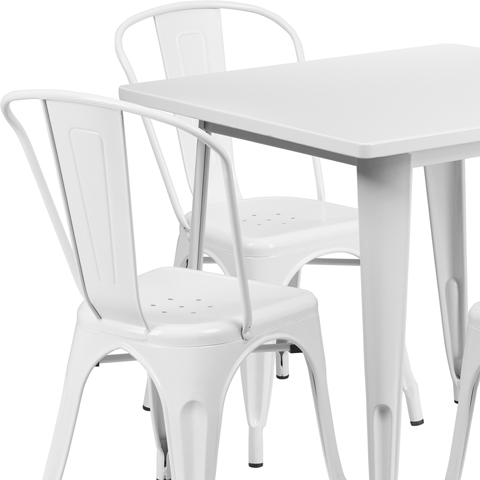 31.5SQ White Metal Table Set