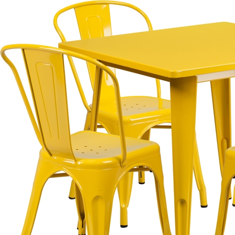 31.5SQ Yellow Metal Table Set