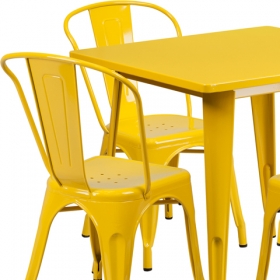 31.5SQ Yellow Metal Table Set