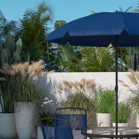 6PC Navy Patio Set & Umbrella