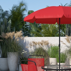 6PC Red Patio Set & Umbrella