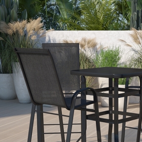 5PC Glass Bar Patio Table Set