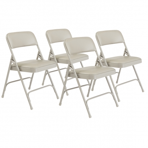 NPS® 1200 Series Premium Vinyl Upholstered Double Hinge Folding Chair, Warm Gre