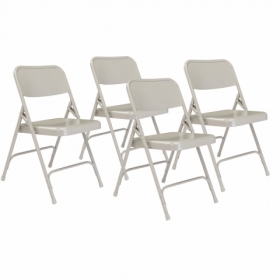 NPS® 200 Series Premium All-Steel Double Hinge Folding Chair, Grey (Pack of 4)