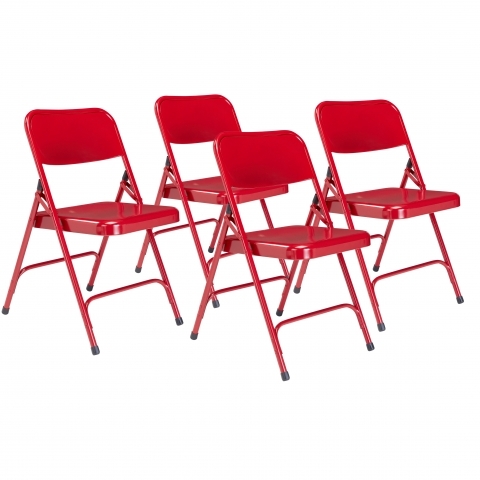 NPSÂ® 200 Series Premium All-Steel Double Hinge Folding Chair, Red (Pack of 4)
