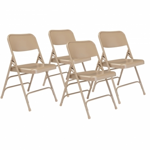 NPSÂ® 300 Series Deluxe All-Steel Triple Brace Double Hinge Folding Chair, Beige