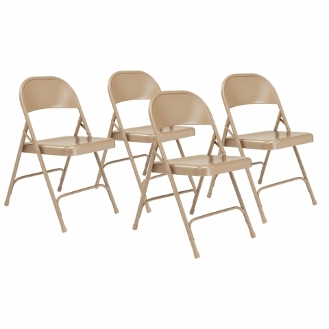 NPS® 50 Series All-Steel Folding Chair, Beige (Pack of 4)