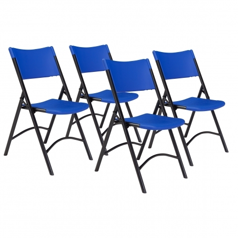 NPSÂ® 600 Series Heavy Duty Plastic Folding Chair, Blue (Pack of 4)