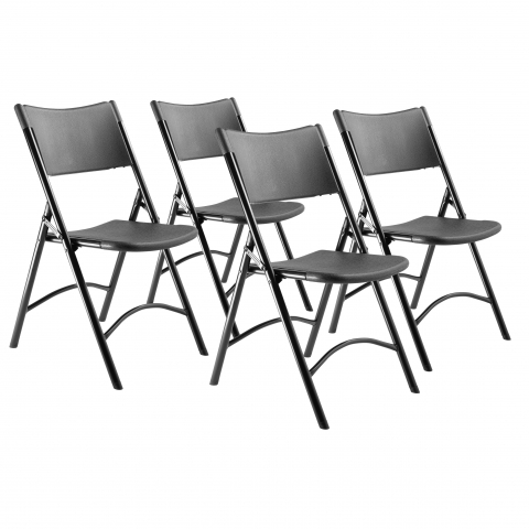 NPSÂ® 600 Series Heavy Duty Plastic Folding Chair, Black (Pack of 4)
