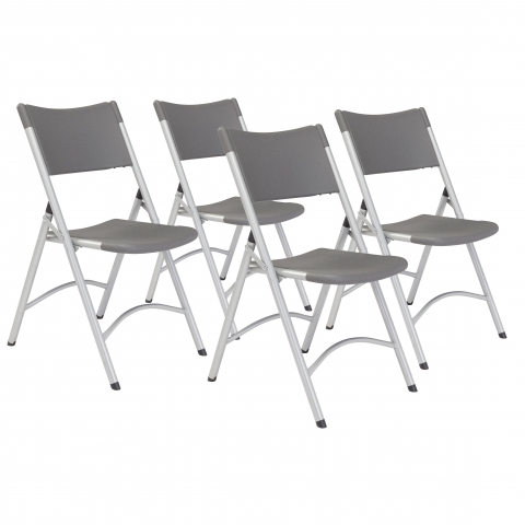 NPSÂ® 600 Series Heavy Duty Plastic Folding Chair, Charcoal Slate (Pack of 4)